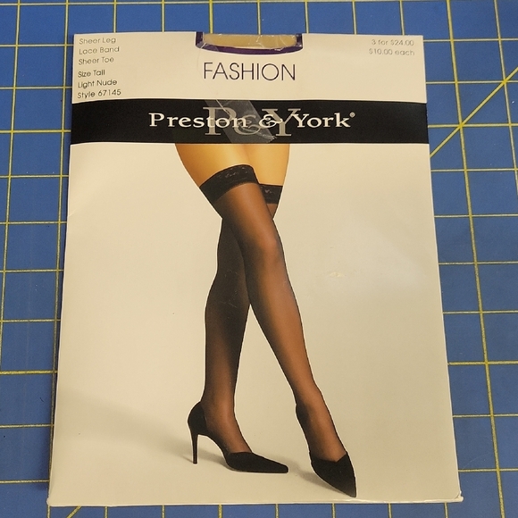 Preston & York Sheer Leg Lace Band Stockings - Picture 1 of 2